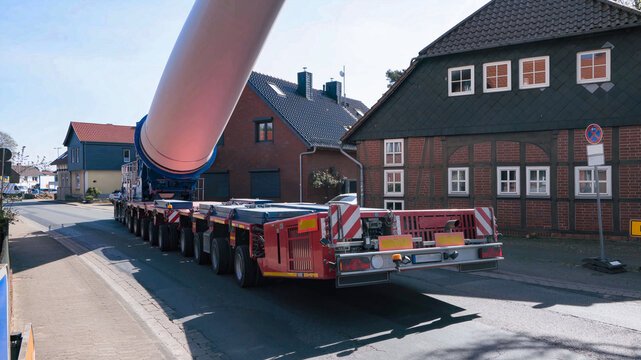 Process of transporting blades from huge wind turbines to wind farms for assembly