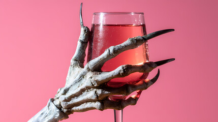  a glass of red wine in the hands of a vampire, AI generated