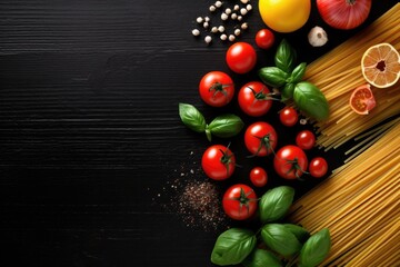 Fresh ingredients for a vibrant Italian pasta meal.