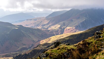 Dramatic Mountain Vista - A Landscape of Light and Shadow in Snowdonia.