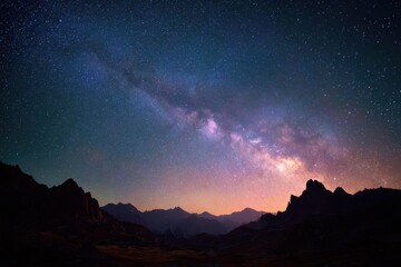Fototapeta premium Quiet universe moment: expansive night sky filled with stars, dust clouds, and distant galaxies