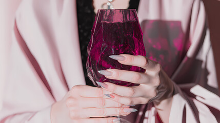  a glass of red wine in the hands of a vampire, AI generated