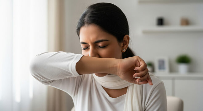 A young woman holding a tissue while feeling sickness and cold and looking emotional - Powered by Adobe