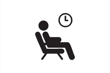 Black and white airport lounge icon for travel and transport design