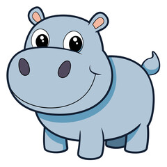 Cute cartoon hippopotamus character with a big smile