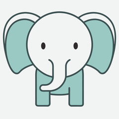 Cute cartoon baby elephant with big ears and trunk