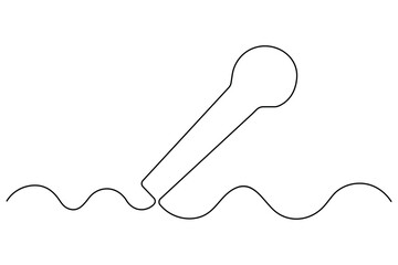 Continuous one line drawing of wired microphone minimalist illustration
