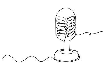 Continuous one line drawing of wired microphone minimalist illustration
