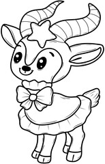 Obraz premium line gazelle cartoon christmas