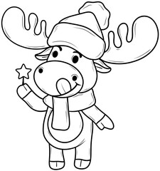 line moose cartoon christmas