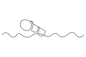 Continuous one line drawing of wired microphone minimalist illustration
