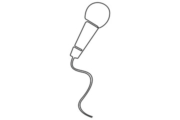 Continuous one line drawing of wired microphone minimalist illustration
