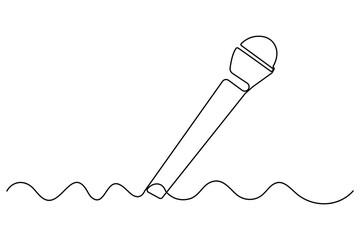 Continuous one line drawing of wired microphone minimalist illustration
