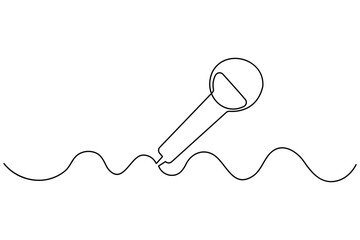 Continuous one line drawing of wired microphone minimalist illustration
