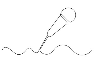 Continuous one line drawing of wired microphone minimalist illustration
