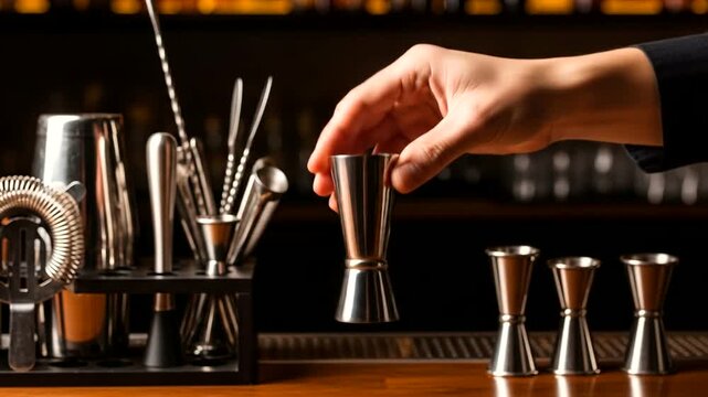 Bartenders Tools - A Close-Up Look at Cocktail Preparation.