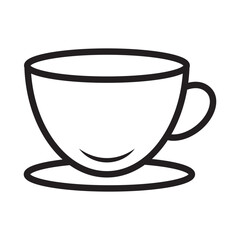 Silhouette of a steaming cup on a saucer depicting a morning coffee break.