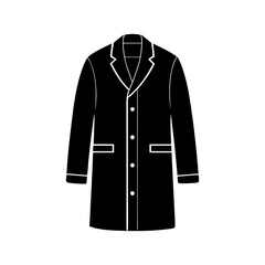 Stylish Winter Cashmere Coat Icon on White Background.