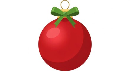 Red Christmas Ornament with Green Bow, Bauble, Decoration, Holiday