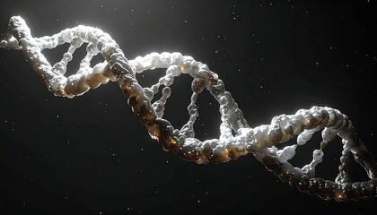 Detailed 3D Rendering of a DNA Double Helix Structure.