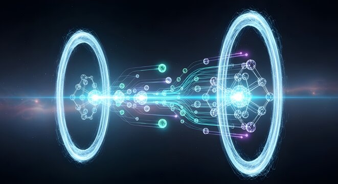 abstract blue background with numbers data recieve quantum