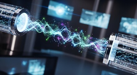 fiber optics background with lots light spots, transfer data quantum