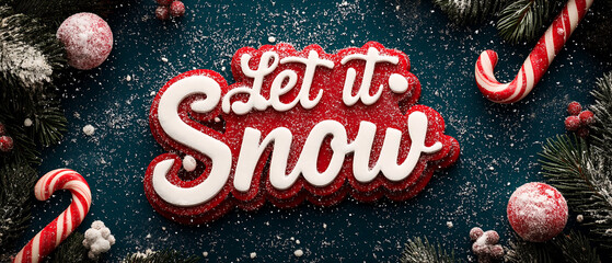 Christmas let it snow holiday season greeting card winter festive scene