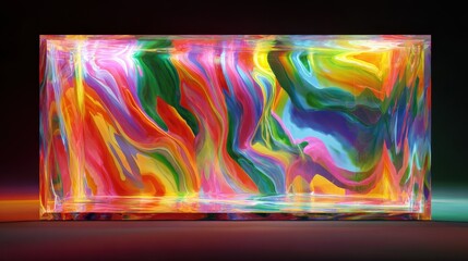 bright digital abstraction in the form of a threedimensional neon block