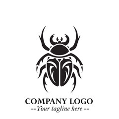 Obraz premium Beetle Logo Symbol in Black on the White Background with Simple Modern Insect Design