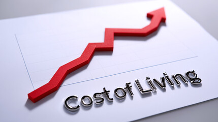 Cost of Living Surge – Inflation and Economic Pressure Red Arrow Trend