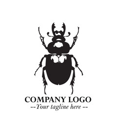 Beetle Logo Symbol in Black on the White Background with Simple Modern Insect Design