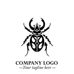 Beetle Logo Symbol in Black on the White Background with Simple Modern Insect Design