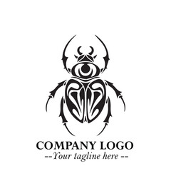 Beetle Logo Symbol in Black on the White Background with Simple Modern Insect Design
