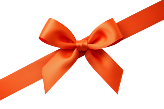 This captivating image showcases a vibrant orange ribbon, meticulously tied into an elegant bow. It conveys a message of celebration, present, and refinement. 