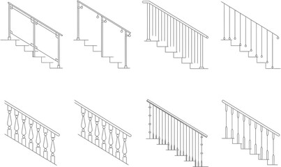 Explore modern stair railing designs for architectural blueprints and interior design architectural drawing