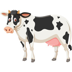 Illustration Of A Holstein Cow With Black And White Patches Standing On A Transparent Background