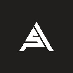 Alphabet letter SA  or AS logo vector template, triangle shape.