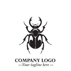 Beetle Logo Symbol in Black on the White Background with Simple Modern Insect Design