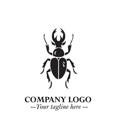 Beetle Logo Symbol in Black on the White Background with Simple Modern Insect Design