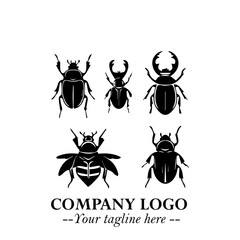 Beetle Logo Symbol in Black on the White Background with Simple Modern Insect Design