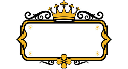 Elegant gold crown frame vector graphic design decorative border editable stock