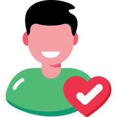Illustration Of A Person With A Red Heart And Check Mark Symbol Against A Transparent Background Representing Health Or Wellness