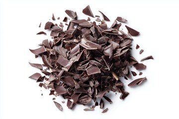 Obraz premium Dark Chocolate Shavings on White Background