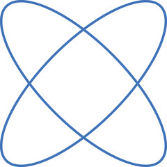 Abstract Blue Lines Forming a Four Petal Flower Shape on a Transparent Background