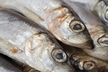 Fresh natural sea fish close-up. Raw fish close-up