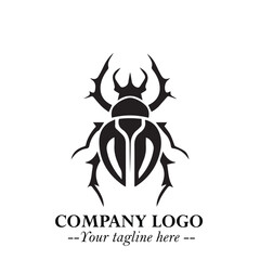 Beetle Logo Symbol in Black on the White Background with Simple Modern Insect Design