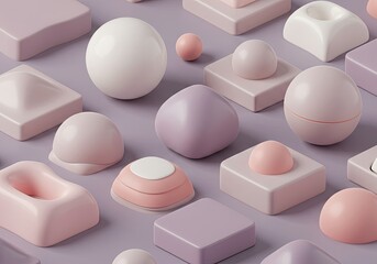 Pastel geometric arrangement creates a calming modern aesthetic for branding and design projects or captivating visual content for lifestyle and wellness brands