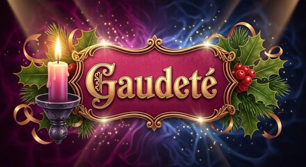 Gaudete Sunday Celebration Image – Rejoicing Third Advent Candlelight & Holly Tradition