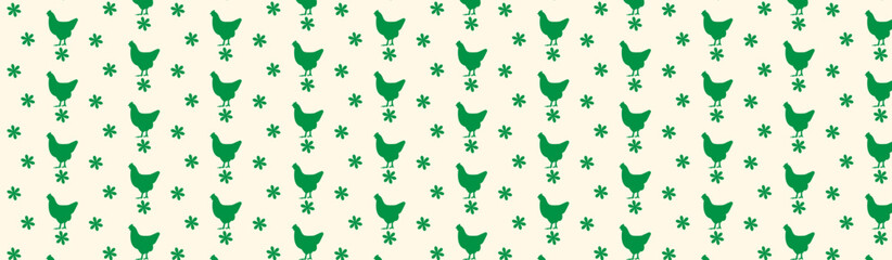 chicken green with flowers pattern on a light background,