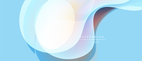 Abstract flowing shapes, light blue hues, modern design. Minimalist composition creates calm visual experience. Background element.